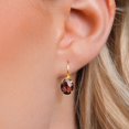 thumbnail image 3 of Gem Stone King 18K Yellow Gold Plated Silver Red Garnet Earrings for Women | 2.80 Cttw | Gemstone January Birthstone | Oval Checkerboard 8X6MM, 3 of 6
