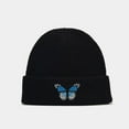 thumbnail image 2 of Yanyanz Berets Hat for Women, Women Embroidered Butterfly Warm Crochet Winter Knit Ski Caps Hat, Fshion Berets Black One Size, 2 of 6