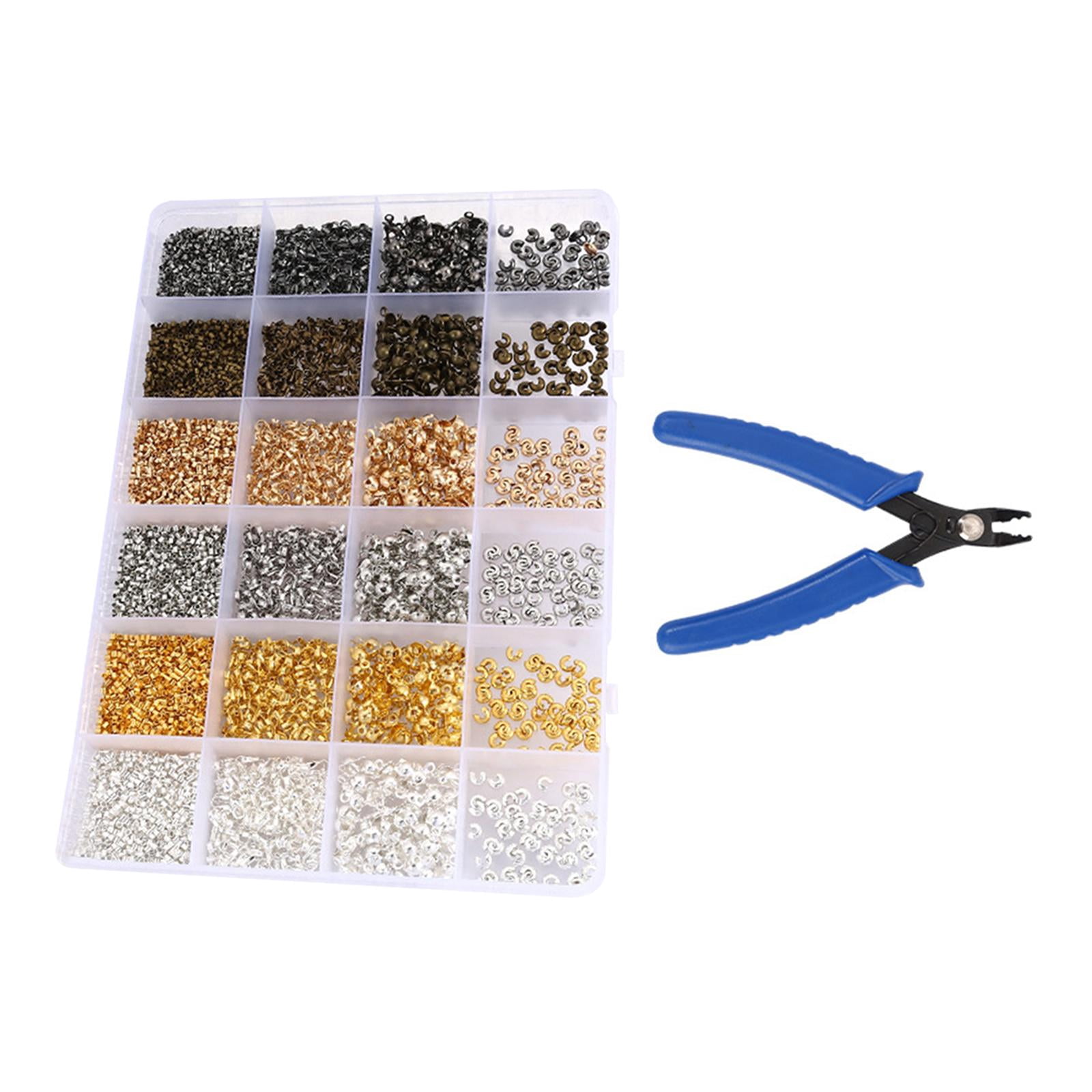 Milageto Bead Crimping Pliers Crimp Beads Kit for Jewelry Making Tube Crimp Beads for DIY 24 Grids