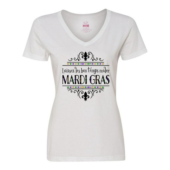Inktastic Laissez Les Bon Temps Rouler Mardi Gras Women's V-Neck T-Shirt