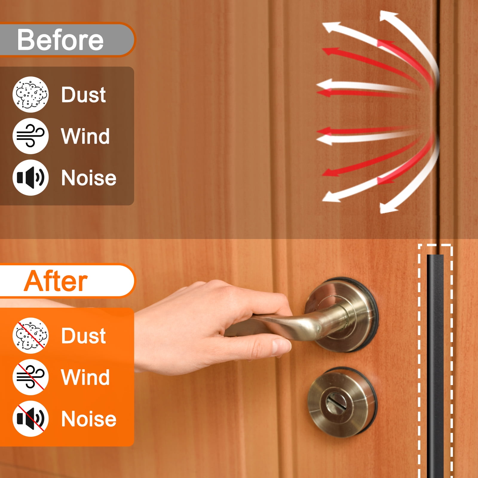 Uxcell Rubber Weather Stripping Door Seal 40ft x 9mm Self-Adhesive D-Shape Door Seal Strip Soundproof Waterproof for Door Frame Windows Insulation Large Gap, Black