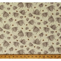 Cotton Tossed Bee Hive Honey Bee Farm Honeybee Hives Beige Cotton Fabric Print by the Yard (BEE-CD2390-BEIGE)