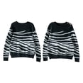 thumbnail image 2 of Women'S Casual Round Neck Long Sleeve Pullover Sweater Fall Winter Contrast Striped Shoulder Button Knit Black L, 2 of 6