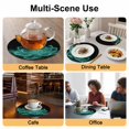 thumbnail image 2 of Teal Black Floral Round 13 Inch Placemats Set of 4, Modern Minimalist Ombre Botanical HeatResistant Non Slip Place Mats for Dining Table, Wipeable Braided Kitchen Table Mats for Housewarming, 2 of 9
