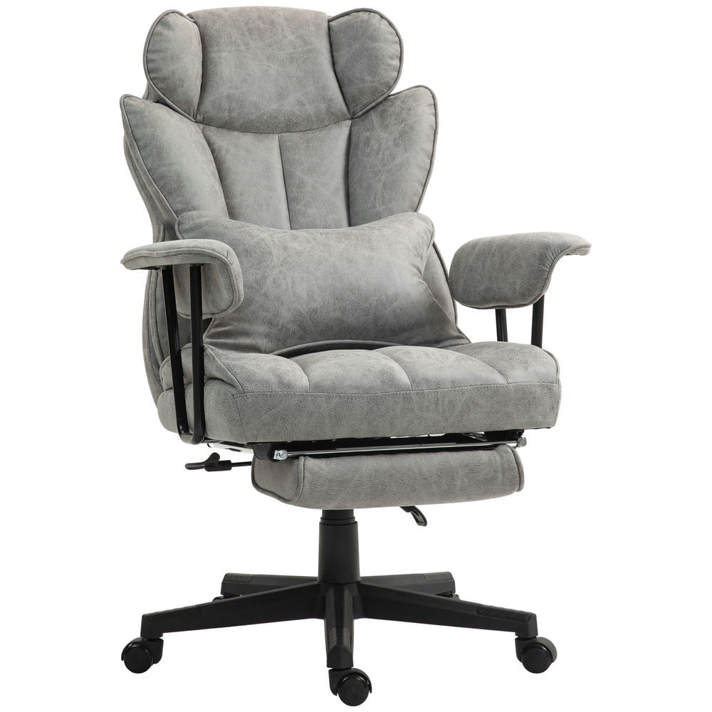 Demi Bonn Office Desk Chair with Foot Rest, Lumbar Support, Reclining Function and Wide Seat, Ergonomic Computer Chair for Home Office Work Comfort, Gray