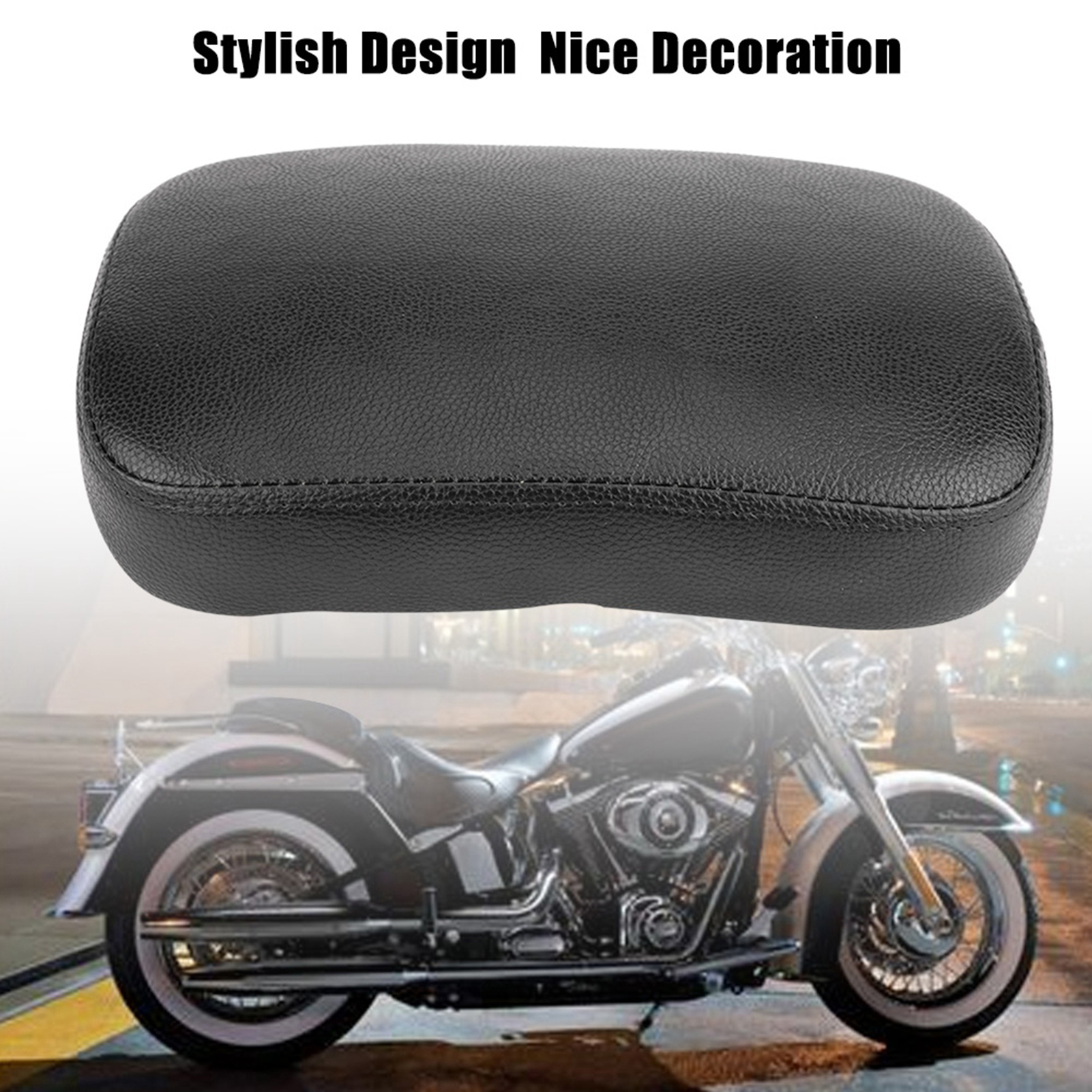 OUMURS Detachable Passenger Pillion Pad For Harley Sportster Custom – 8 Suction Cups, Black Synthetic Leather