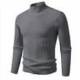 thumbnail image 2 of successthop Mock Neck Sweaters Men Plus Size Strecth Long Sleeve Knit Tops Ribbed Cuff Solid Keep Warm Clothes Gray M, 2 of 3