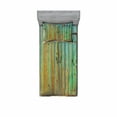 thumbnail image 1 of Ambesonne Vintage Fitted Sheet & Pillow Sham Set, Rustic Old Wooden Door Look, Twin, Brown and Mint, 1 of 3
