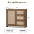 thumbnail image 4 of OAKHAM Storage Cabinet with 3 Door and 3 Drawer, Rattan Sideboard Buffet Accent Cabinet Boho Entryway Storage Cabinet Console for Living Room, Bedroom, Hallway, Special Walnut, 4 of 12