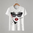 thumbnail image 3 of Plus Size Tops for Women Funny Graphic Print Short Sleeve Crew Neck T-Shirt Tee White2 XXXXXL, 3 of 6