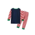 thumbnail image 3 of KOMOO Matching Family Christmas Pajamas Set Letter Print Long-sleeved Round Neck Tops Striped Pants Sleepwear, 3 of 9