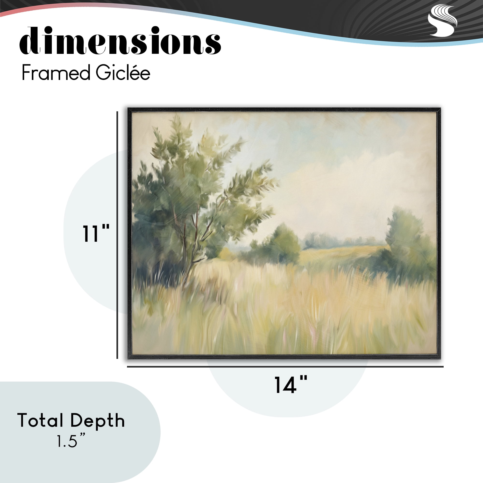 Stupell Industries Summer Green Meadow Black Framed Giclee Art, design by Kim Allen