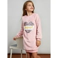 thumbnail image 3 of PatPat Girls Dresses Pink Fleece Pullover Graphic Letter Heart Sequins Sweatshirt Dress Sizes 4-12, 3 of 8