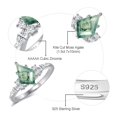 thumbnail image 3 of NUNCAD Moss Agate Rings for Women - Kite Cut Engagement Rings 925 Sterling Silver Ring for Women Size 5-9, 3 of 5