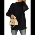thumbnail image 2 of Suéter Holgado de Gran Tamaño para Mujer, Estilo Túnica Acanalada con Mangas Murciélago de Otoño. Negro XXXL, 2 of 9