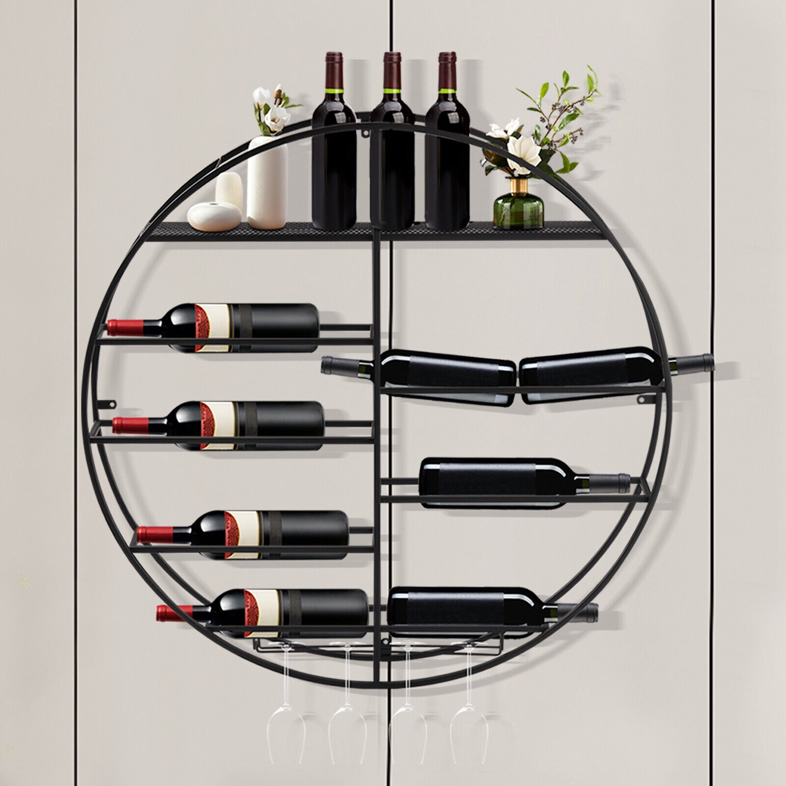 12 Bottle Wall Mounted Wine Bottle Rack Bar Liquor Shelves Shelf for