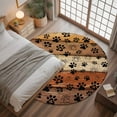 thumbnail image 3 of Burnt Orange Dog Paws 3ft Round Rug, Farmhouse Vintage Modern Brown Wood Non-Skid Rubber Backing Large Area Rugs - Living Room Bedroom Home Office, Indoor Floor Mat Carpets Washable Rug, 3 of 9