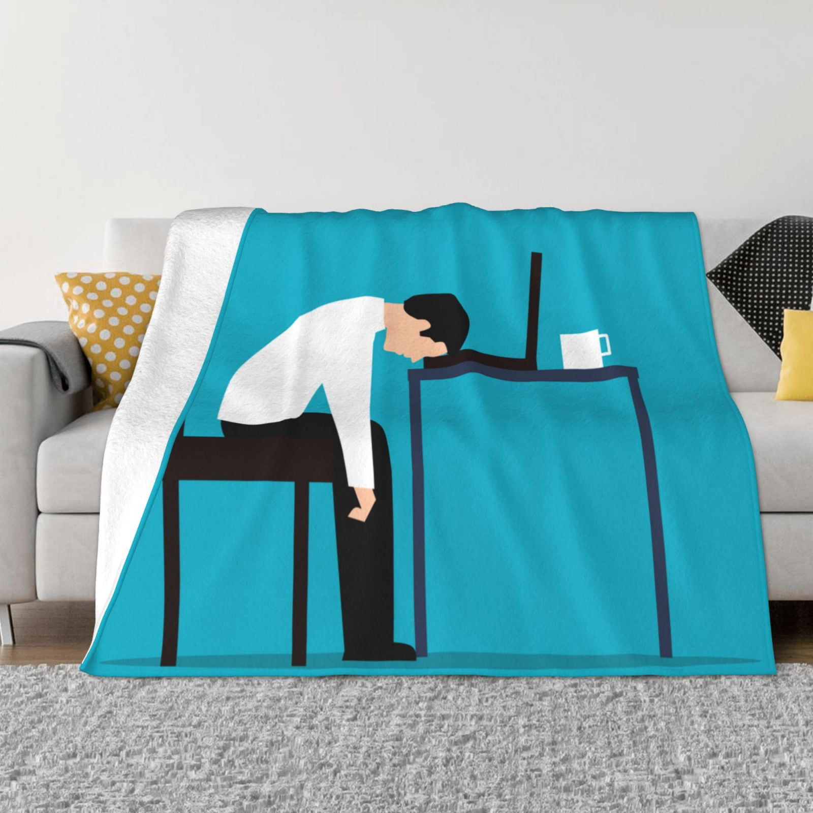 Super Soft AntiPilling Flannel Bed Blankets, Work Stress Employee Cozy