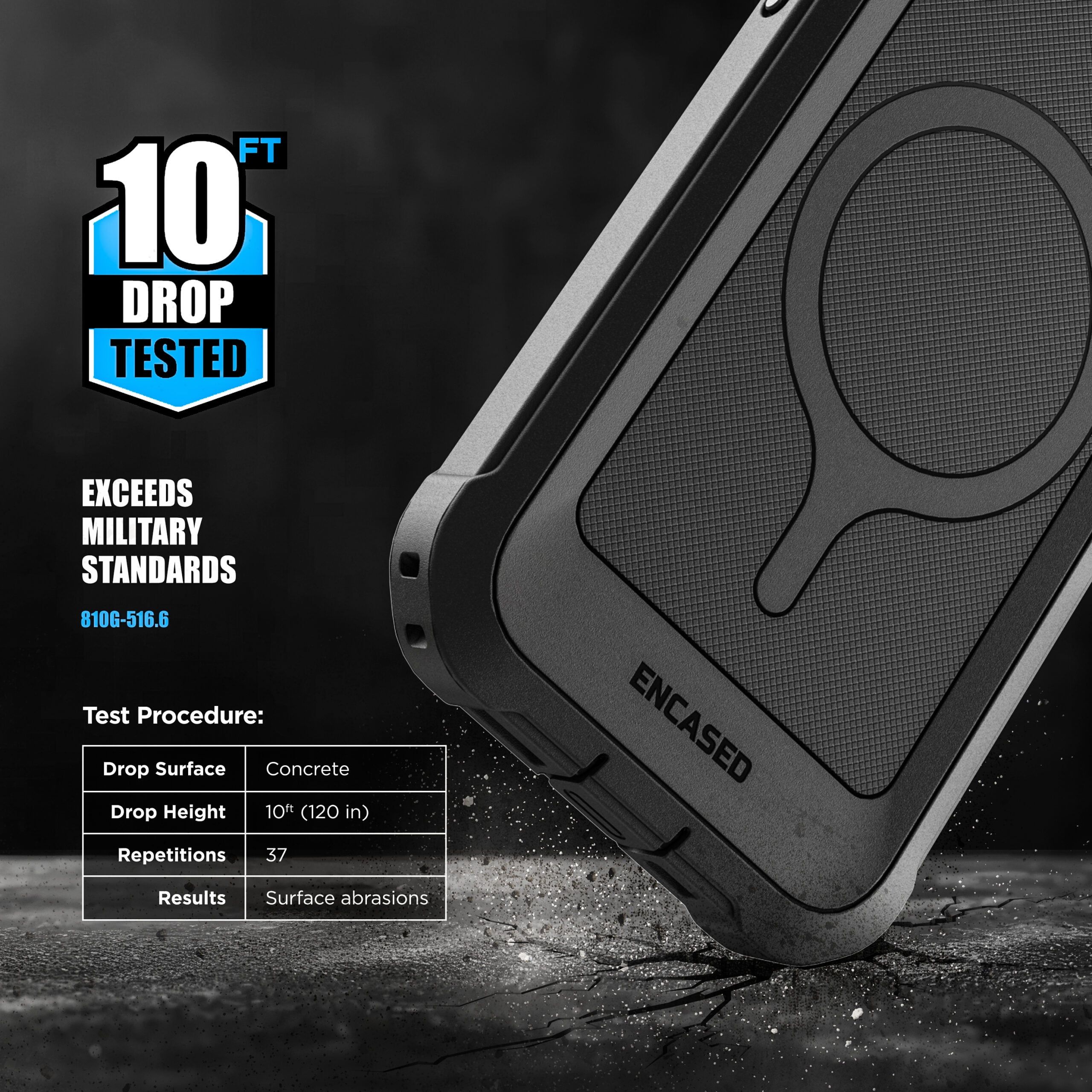 Encased for iPhone 17 Case with Belt Clip (Falcon Series) Full-Body Case with Built-in Screen Protector and Phone Holster (Compatible with MagSafe) Black