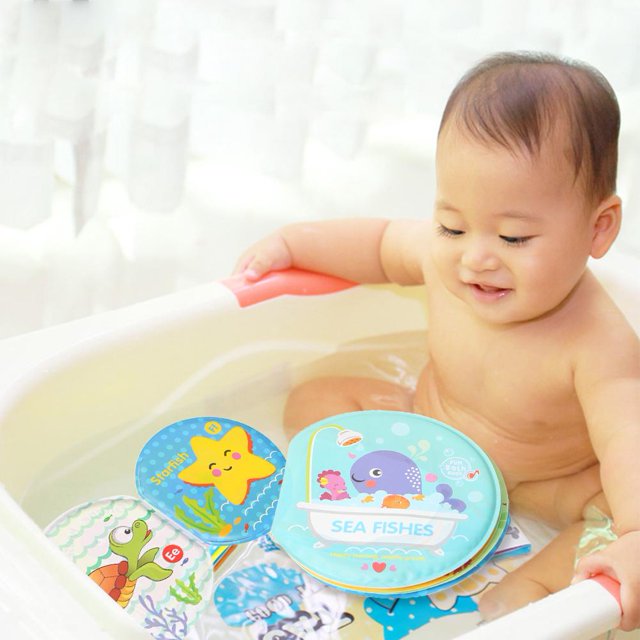 Libros de tela de juguete para bebés a prueba de agua para niños que aprenden con dispositivo BB (animal marino Likrtyny Para estrenar