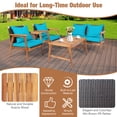 thumbnail image 3 of Patiojoy 4PCS Patio Rattan Furniture Set Wood Frame Cushioned Sofa with Coffee Table Sectional Conversation Sofa Set for Garden Turquoise, 3 of 8