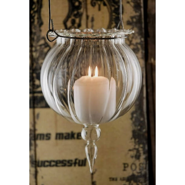 Glass Hanging Candle Holder 7 inch