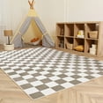 thumbnail image 2 of TWINNIS Checkered Area Rug Bedroom Washable Rugs Floor Carpet for Living Room,5'x7',Tan/White, 2 of 7