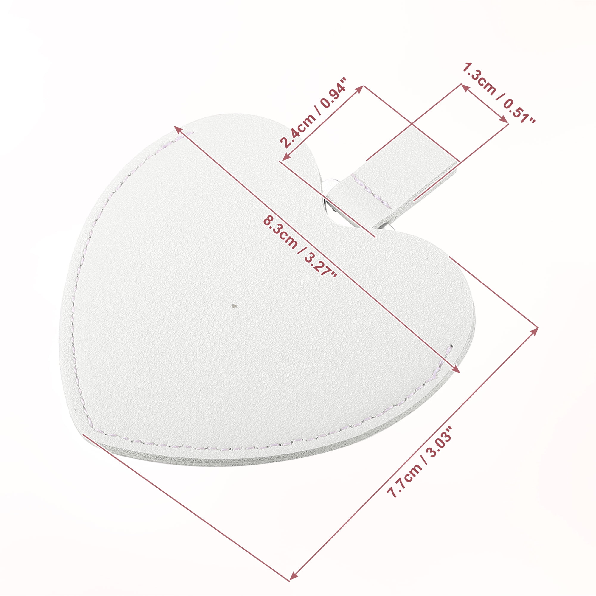 Unique Bargains Heart Shaped Compact Mirror PU Leather Case for Women White