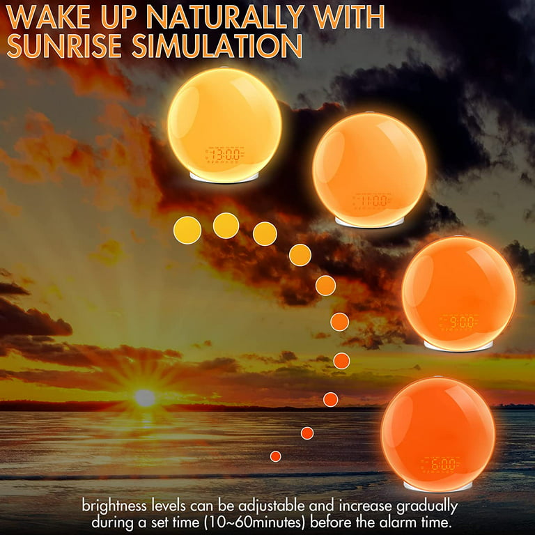 Wake-up light: sunrise alarm clock with 7 sounds