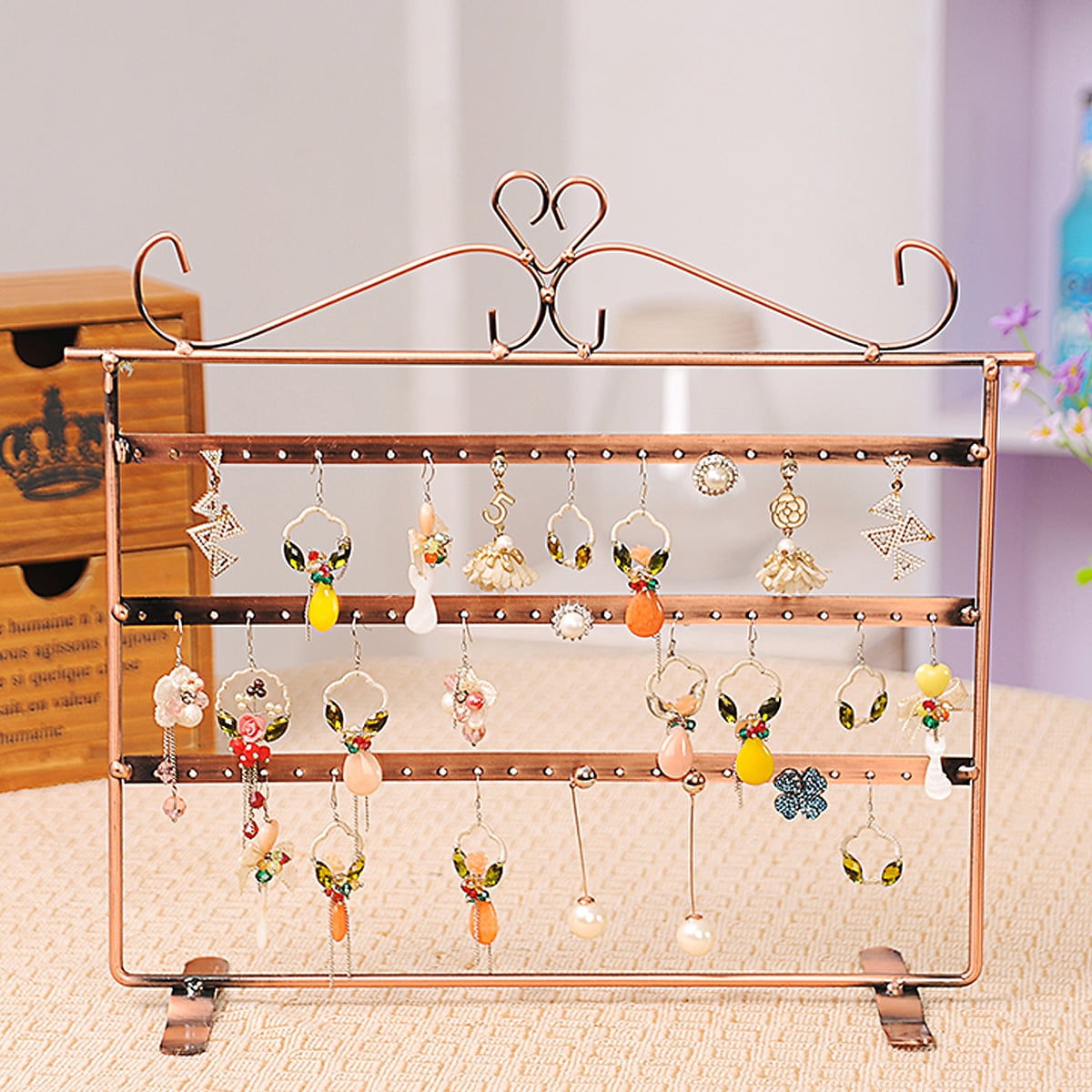 72 Holes Earring Jewelry Necklace Display Rack Metal Stand Holder Organize ↻ q 
