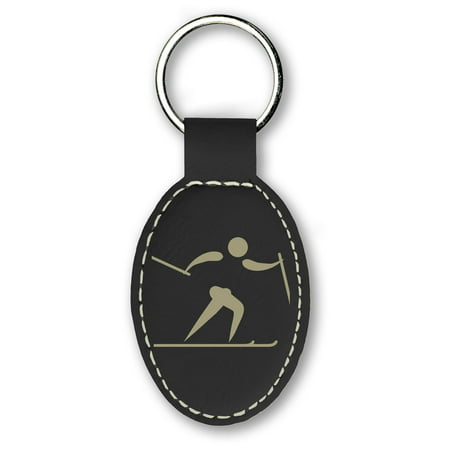 Keychain - Skier Cross Country (Black) (Best Gifts For Cross Country Skiers)