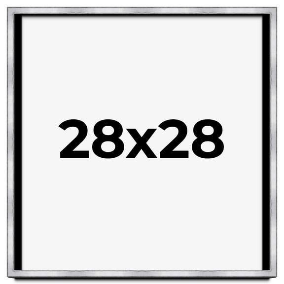28x28 Shadow Box Frame Silver | 1.375 Inches Deep Real Wood Contemporary Shadowbox Display Frame |