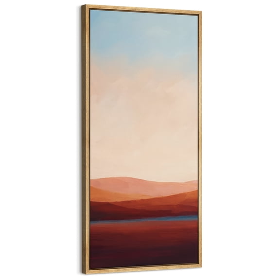 Large Framed Canvas Art for Living Room Wall Decor, Abstract Mountain Landscape Canvas Print for Bedroom Decoration - 60"x30" Natural Framed