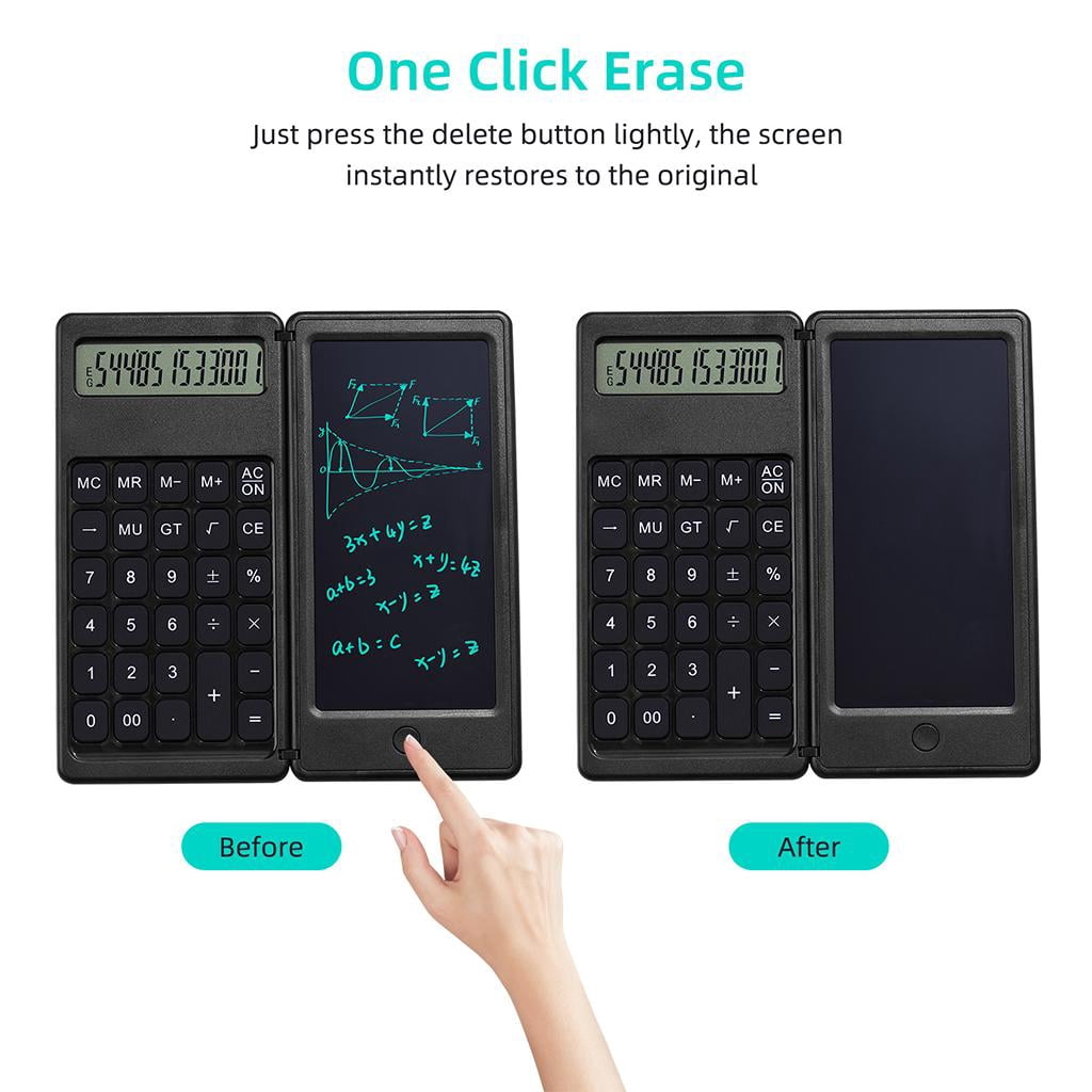 Calculator Writing Tablet Notepad with 6 Inch Foldable Design for Office Desktop Business and Accounting
