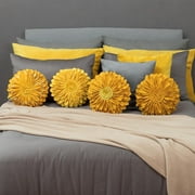 JWH 3D Handmade Aesthetic Decorative Round Sunflower Accent Throw Pillows with Insert Unique Pillow Bohemian Cushions for Bed Sofa 12 inch Yellow