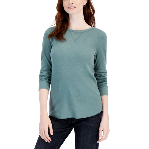 Women's Waffle Knit Top New Pale Sage M