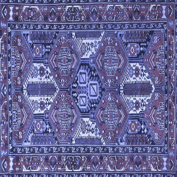 Ahgly Company Machine Washable Indoor Square Persian Blue Traditional Area Rugs, 8' Square