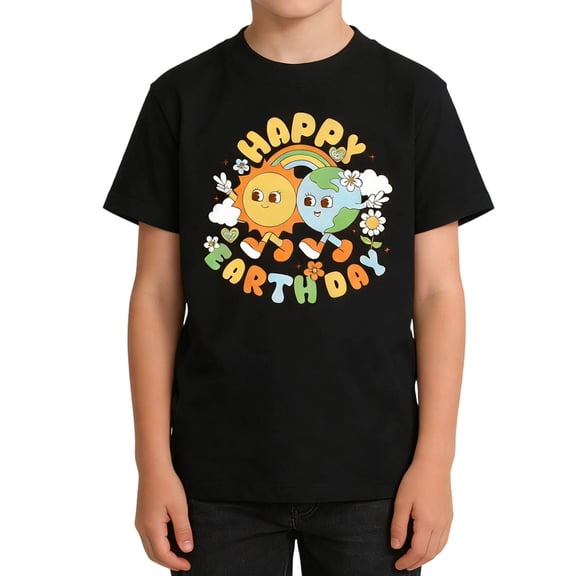 BOOMNY Toddler Boys Short Sleeve T Shirts Happy Earth Day Graphic T-Shirts Loose Tee Tops, Sizes 2-3 Years