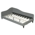 thumbnail image 3 of Bed Frame Twin Size L-Shaped Linen Daybed, with Solid Wood Legs, Gray, 3 of 7