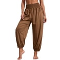 thumbnail image 2 of Oiangi Women's Workout Yoga Pants with Pockets High Waist Stretchy Athletic Pant Fall Comfy Basic Trousers Coffee M, 2 of 8