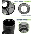 thumbnail image 4 of Alpine Outdoor Trash Can 36 Gallon Diamond Steel Commercial Metal Waste Bin with Leak Proof Liner, Heavy Duty Steel Mesh Design, Flat Wide Open Top Lid for Parks, Streets, and Public Spaces-Black, 4 of 8