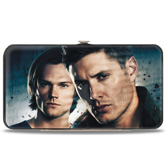 Supernatural Wallet, Hinged, Winchester Brothers Close Up Supernatural Logo Black Grays, Vegan Leather
