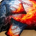 thumbnail image 3 of Koniroom 3Pcs Baseball Comforter Set Queen Size for Boys, Fire and Water Sports Themed Bedding Bedroom Decor, Soft Microfiber, 3 of 7