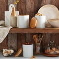 thumbnail image 5 of Tabletops Unlimited, Inc Set of 3 Bamboo & Ceramic Canister Set - White, 5 of 5