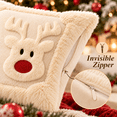 thumbnail image 4 of LOMYOLO Christmas Throw Pillow Covers 18x18IN Set of 2, Soft Faux Fur Holiday Decorative Pillow Covers for Couch Sofa Bed 3D Embroidered Couch Cover Home Decor Pillow Covers - Cute Reindeer, 4 of 8