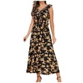 thumbnail image 2 of SMihono Robe Maxi Bohème d'Été pour Femmes Grande Taille Mode Décontractée Printemps et Été Imprimé Floral Sans Manches Col en V Robe de Plage, 2 of 8