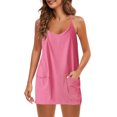 thumbnail image 2 of Uaswgudfs Women's Sleeveless Flowy Summer Dress - Casual Sundress with Spaghetti Straps, V-Neck & Dual Pockets for Relaxed Fit Pink XL, 2 of 5