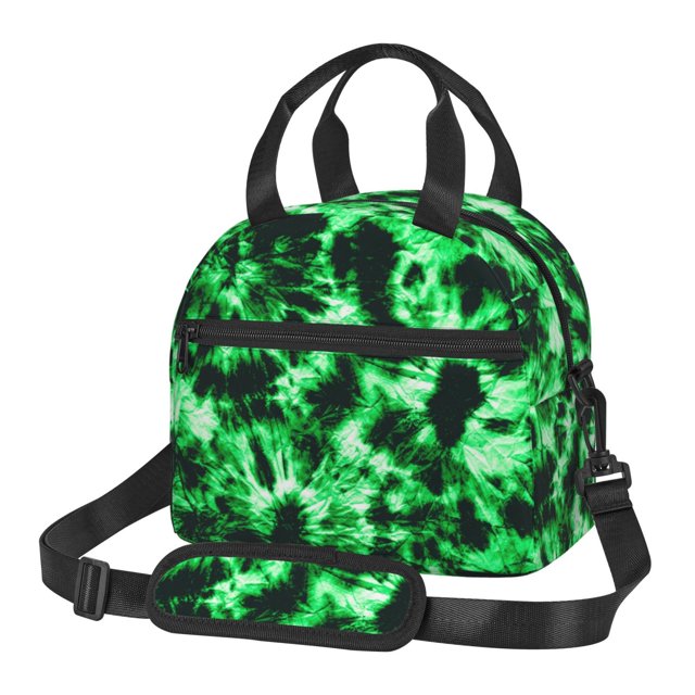 Fotbe Green Tie Dye Bolsa de Almuerzo con Estampado, Lonchera Aislada, Contenedores de Comida Reutilizables Tipo Cooler a Prueba de Fugas