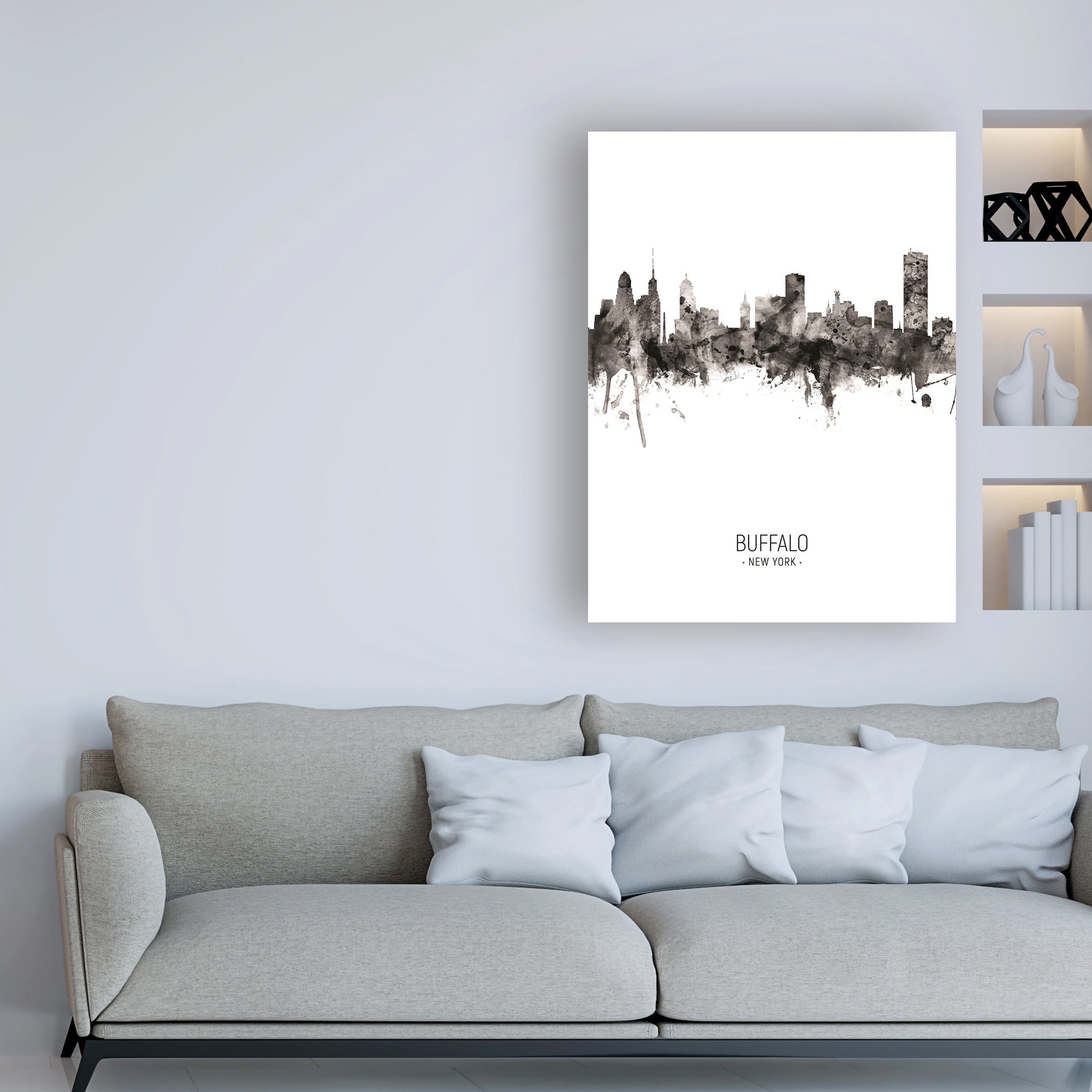 Trademark Fine Art 'Buffalo New York Skyline Portrait II' Canvas Art by Michael Tompsett
