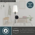 thumbnail image 5 of Camden 1 Light Matte Black Wall Sconce Fixture White Linen Fabric Shade, LED Compatible, 5 of 12